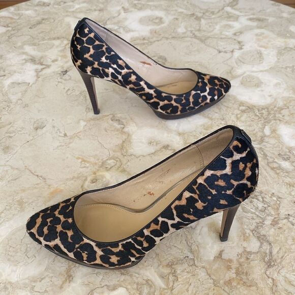 Coach Leather Leopard Print Pony Hair 4” Heels Platform Pumps - Picture 5 of 16
